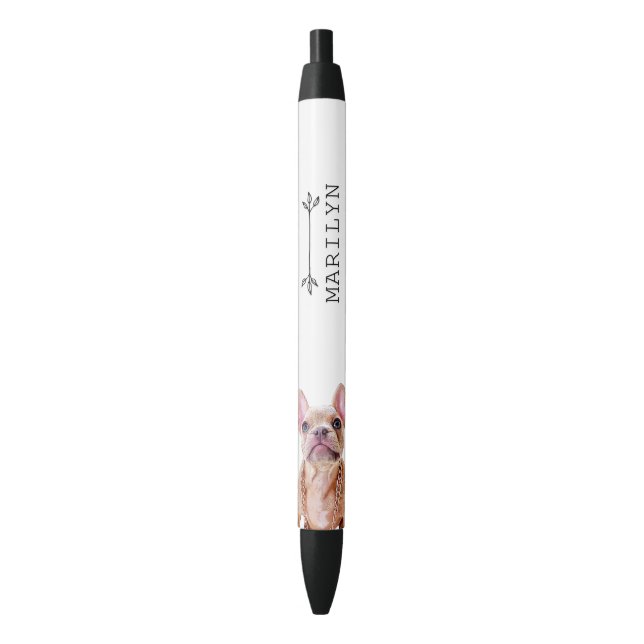 Stylo Noir Chien-taureau français personnalisé | Cute Frenchi (devant Vertical)