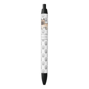 Stylo Noir Chien Terrier Cairn Rouquin Avec Nom Et Pattes Gri