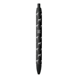 Stylo Noir Chiens de Dalmatie Motif Monogrammé