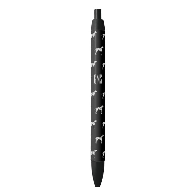 Stylo Noir Chiens de Dalmatie Motif Monogrammé (devant Vertical)