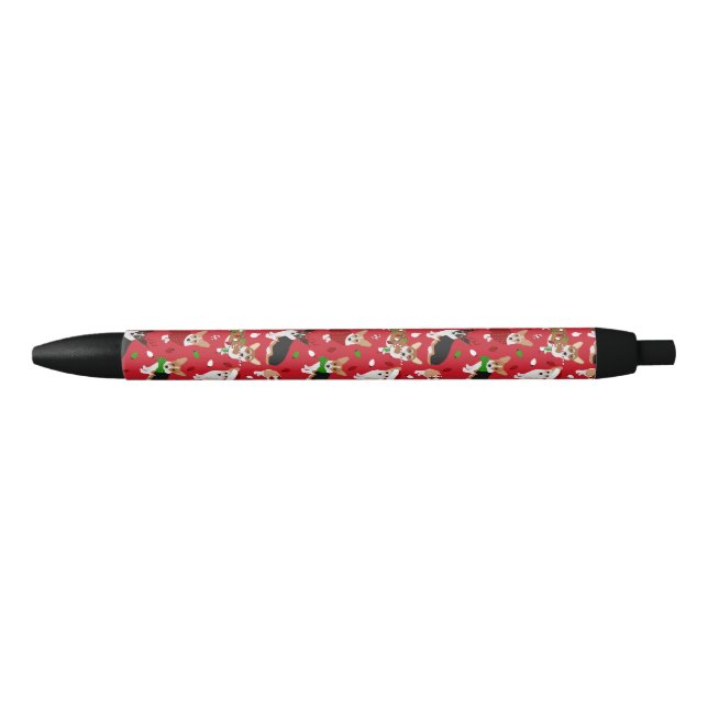 Stylo Noir Chiens de Noël Corgi (Devant)
