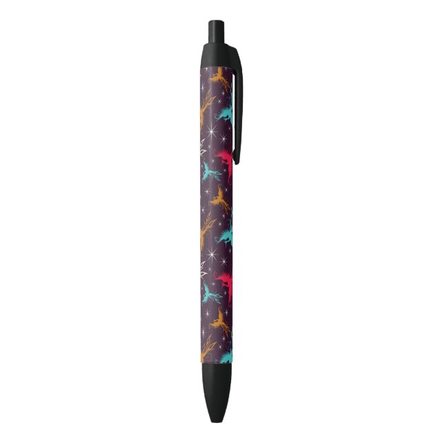 Stylo Noir Chiffre motif d'oiseaux de Phoenix (Bas (Vertical))
