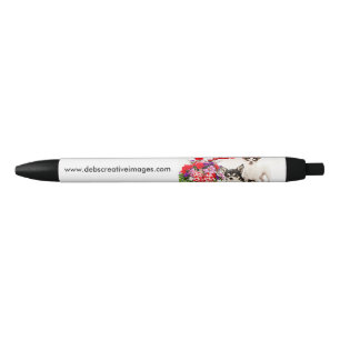 Stylo Noir Chihuahua's, Fleurs et Amour
