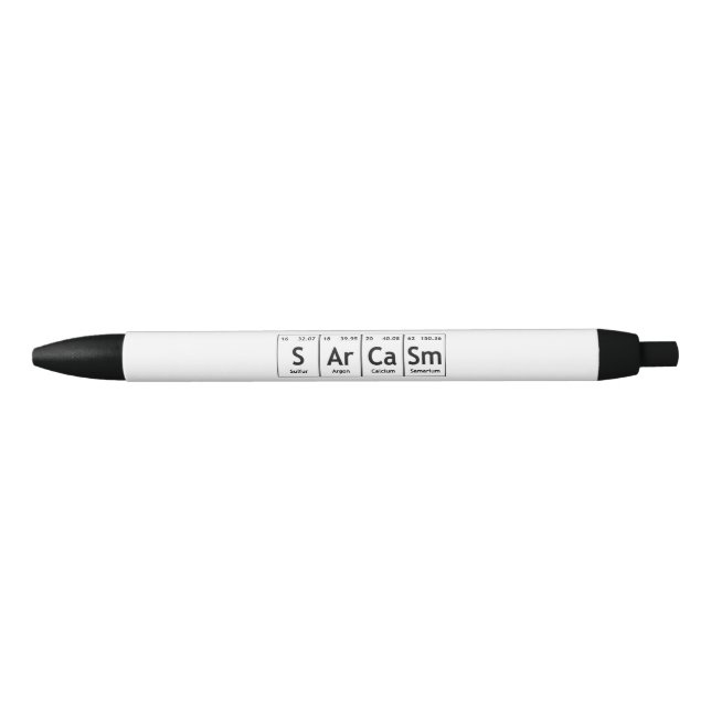 Stylo Noir Chimie de mot d'éléments de Tableau périodique de (Devant)