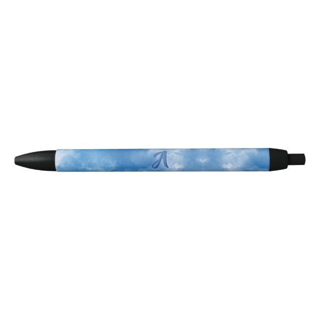 Stylo Noir Ciel Bleu Doux Nuage Aquarelle (Devant)