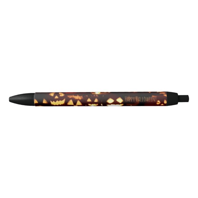 Stylo Noir Citrouilles heureux de Halloween Jack-o'-lantern (Devant)