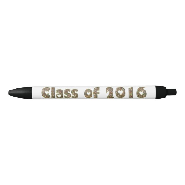 Stylo Noir Classe de 2016 Chic Gold Parties scintillant Coeur (Devant)