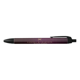 Stylo Noir Classique Violet Or Promotion Notaire Public 
