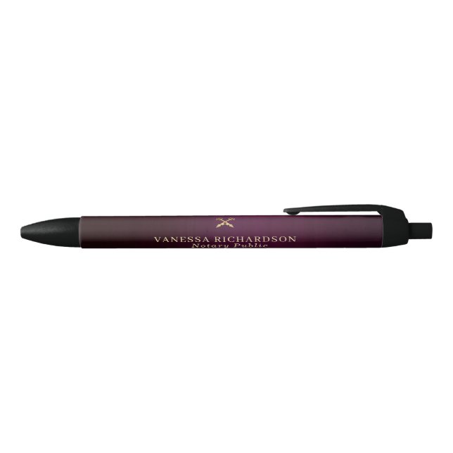 Stylo Noir Classique Violet Or Promotionnel Notaire Public  (Haut)