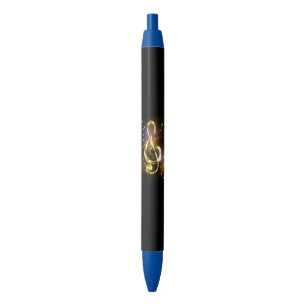 Stylo Noir Clé de Sol Musicale en Or
