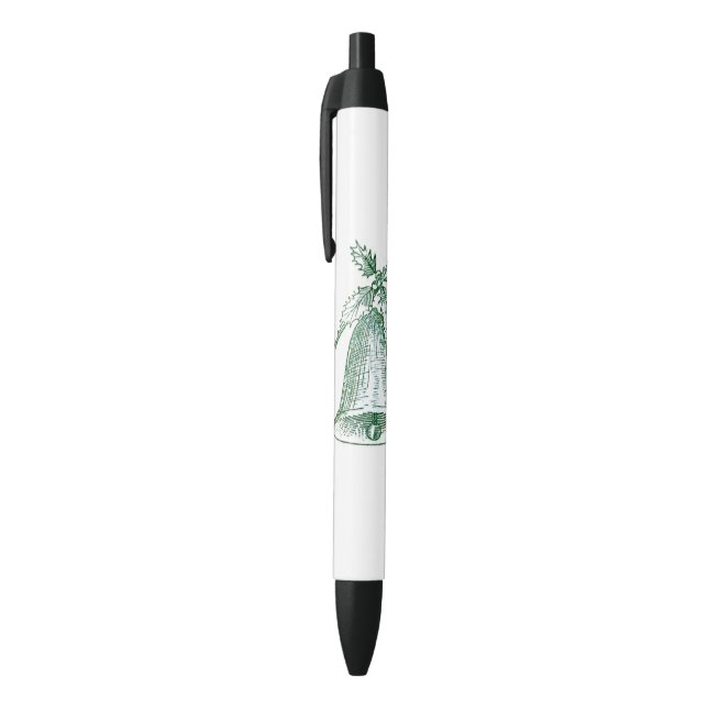 Stylo Noir Cloche de Noël avec Holly (Haut (Vertical))