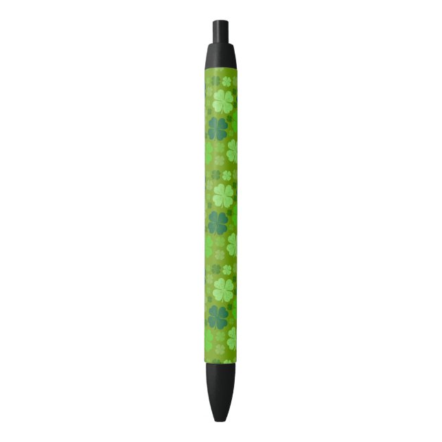Stylo Noir Clovers verts, Lucky Clovers, Saint Patrick's Day (devant Vertical)