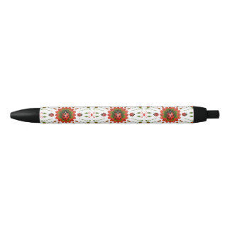Stylo Noir Coccinelle de Noël Rouge Vert et Blanc