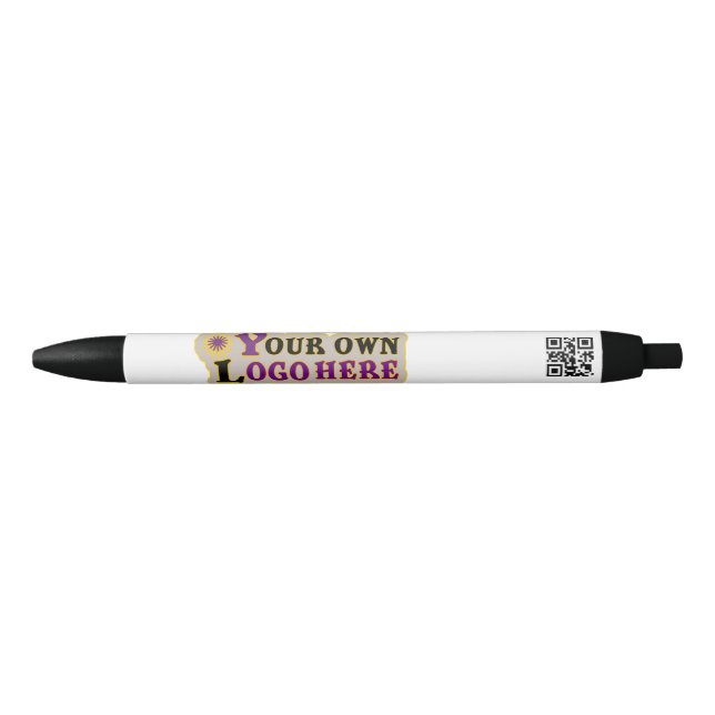 Stylo Noir Code et/ou logo QR photo personnalisé  (Devant)