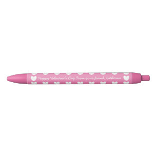 Stylo Noir Coeurs blancs mignons roses dans la salle de class