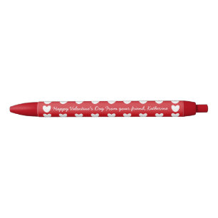 Stylo Noir Coeurs blancs rouges mignons Salle de classe Saint