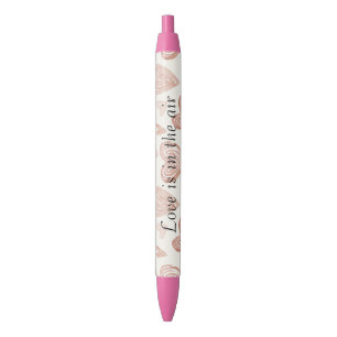 Stylo Noir Cœurs d'amour de crème rosée