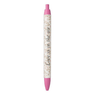 Stylo Noir Cœurs de crème rose Amour