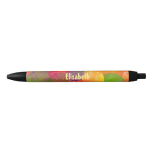 Stylo Noir Coeurs et ballons colorés Conception abstraite
