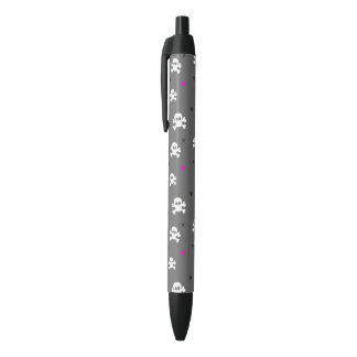 Stylo Noir Coeurs et crânes mignons