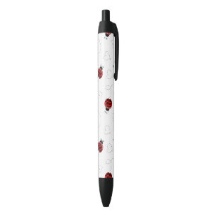 Stylo Noir Coeurs noirs de l'amant de l'insecte rouge Ladybug