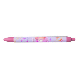 Stylo Noir Coeurs Roses de papier à lettres personnelles