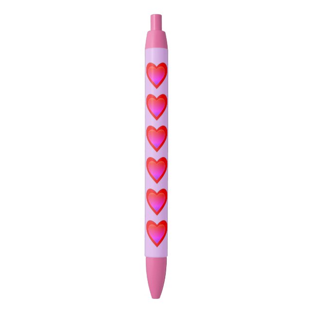 Stylo Noir Coeurs violets roses 4Kimberly (devant Vertical)