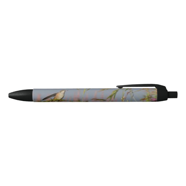 Stylo Noir Colibri dans les herbes Ciel bleu Nom personnalisé (Haut)