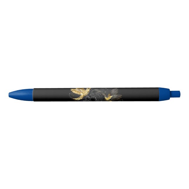 Stylo Noir Colibri noir et or (Devant)