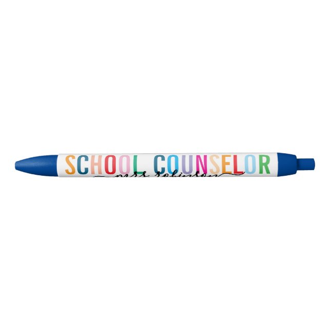 Stylo Noir Colorful School Counselor Pen with Custom Name (Devant)
