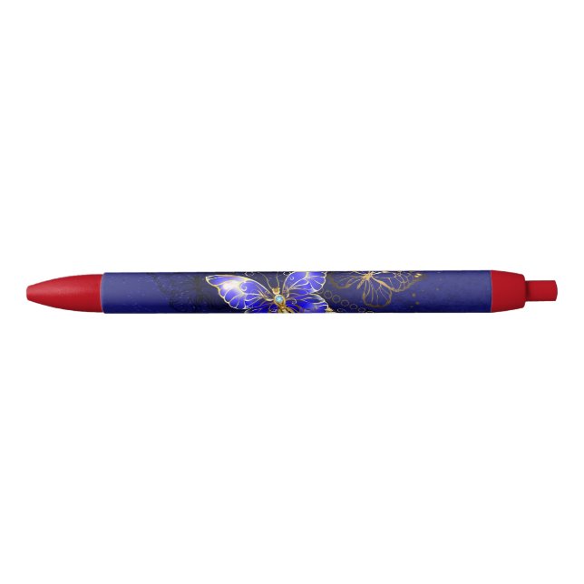 Stylo Noir Composition avec papillons Sapphire (Devant)