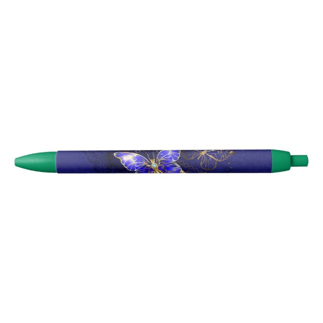 Stylo Noir Composition avec papillons Sapphire (Devant)