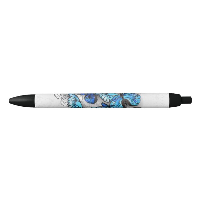 Stylo Noir Composition des papillons blancs et bleus (Devant)