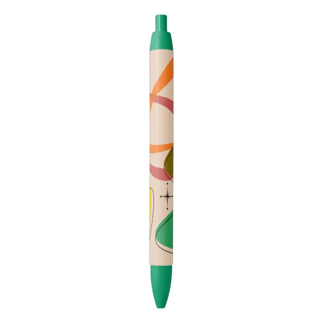 Stylo Noir Conception atomique rétro du milieu du siècle (devant Vertical)