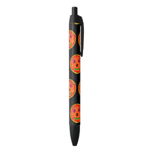 Stylo Noir Conception d'illustration de visage de pizza souri