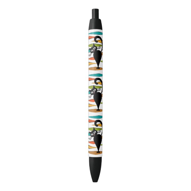 Stylo Noir Conception du chat noir du milieu du siècle (devant Vertical)