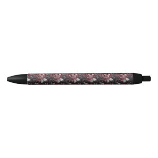 Stylo Noir Conception florale de rose romantique noire élégan
