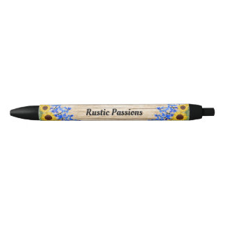 Stylo Noir Conception florale de tournesol rustique