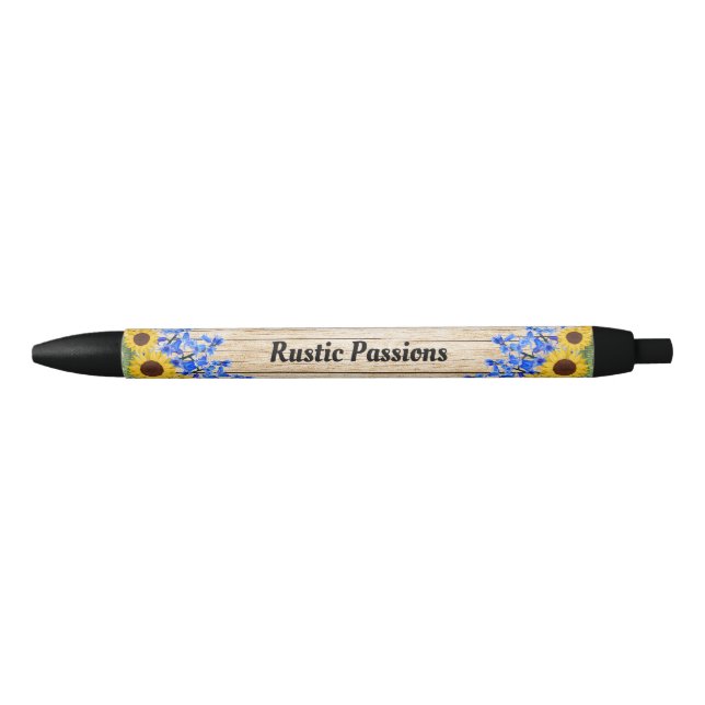 Stylo Noir Conception florale de tournesol rustique (Devant)