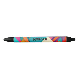Stylo Noir Conception géométrique colorée, nom ou monogramme