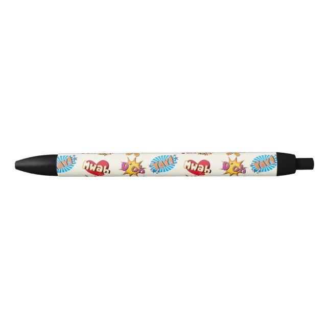 Stylo Noir Conception Girly de superhéros comique de style (Devant)
