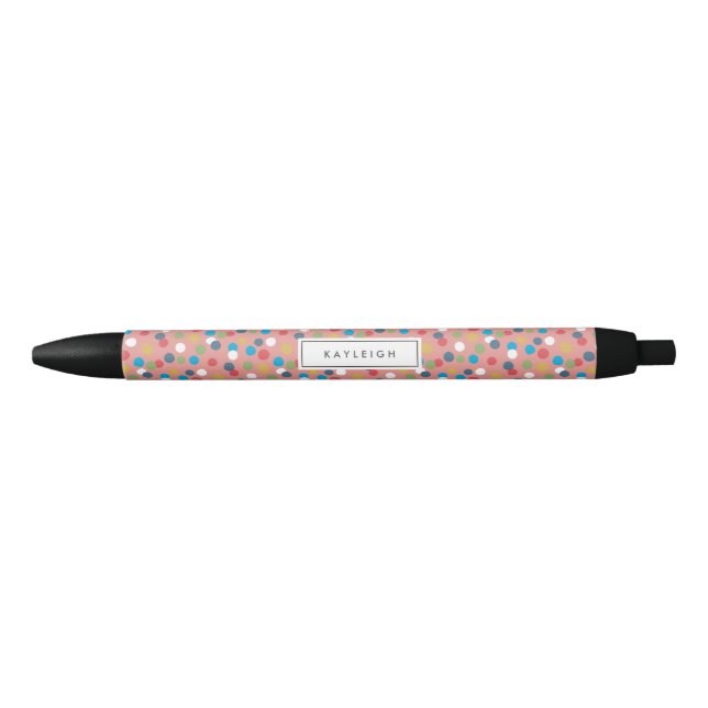 Stylo Noir Confetti Dots Personalized Pen (Devant)