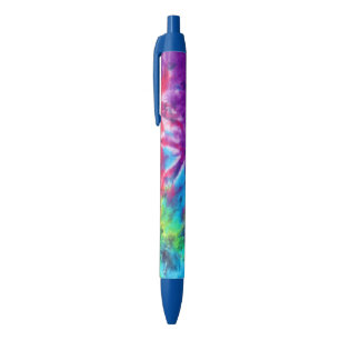 Stylo Noir Cool Abstrait Arc-en-ciel Bleu pourpre Batik Tie D