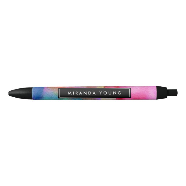 Stylo Noir Cool Abstrait multicolore Aquarelles modernes (Devant)