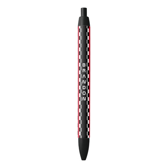 Stylo Noir Cool personnalisé Motif d'indicateur noir et blanc (devant Vertical)