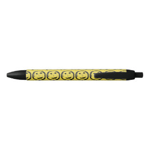 Stylo Noir Cool Sardé Joyeux visage souriant motif jaune