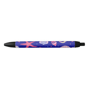 Stylo Noir Coquillages Chevaux de mer et de mer