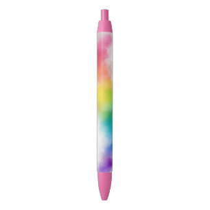 Stylo Noir Couleurs arc-en-ciel rose bleu violet vert jaune