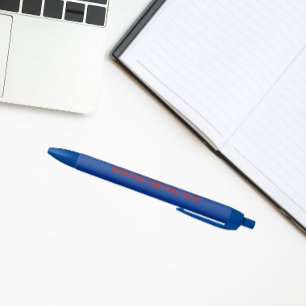 Stylo Noir Couleurs et nom de l'école en bleu royal et rouge