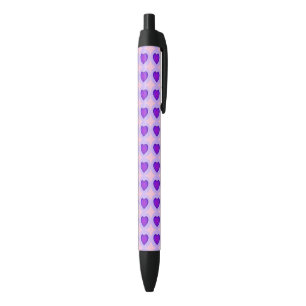 Stylo Noir Couleurs pastel & coeurs violets battre